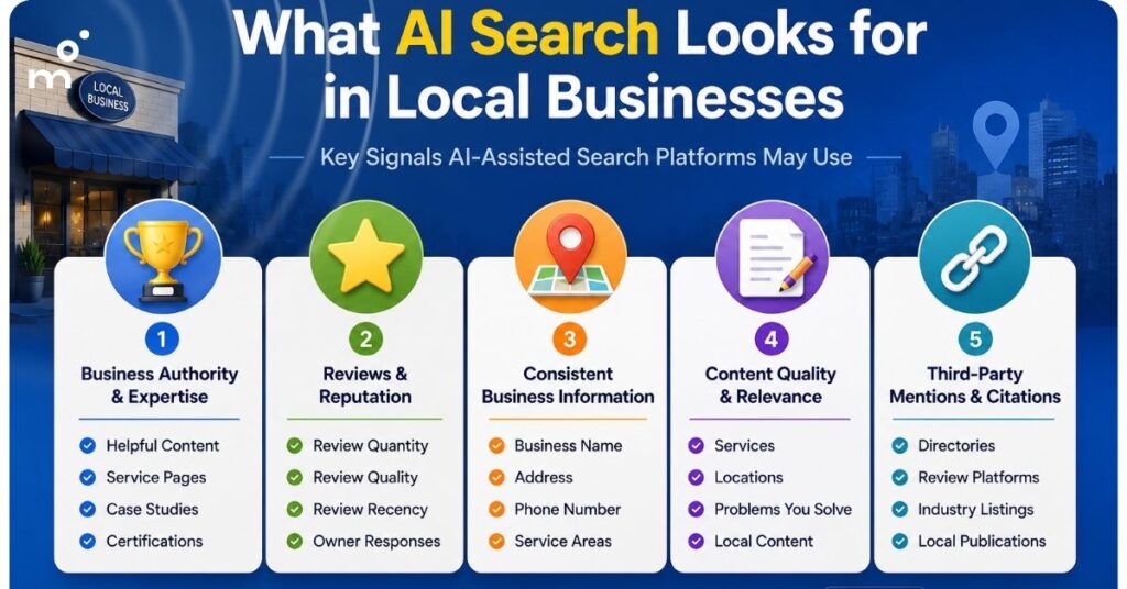 What AI Search Looks for in Local Businesses. Key Signals AI-Assisted Search Platforms May Use